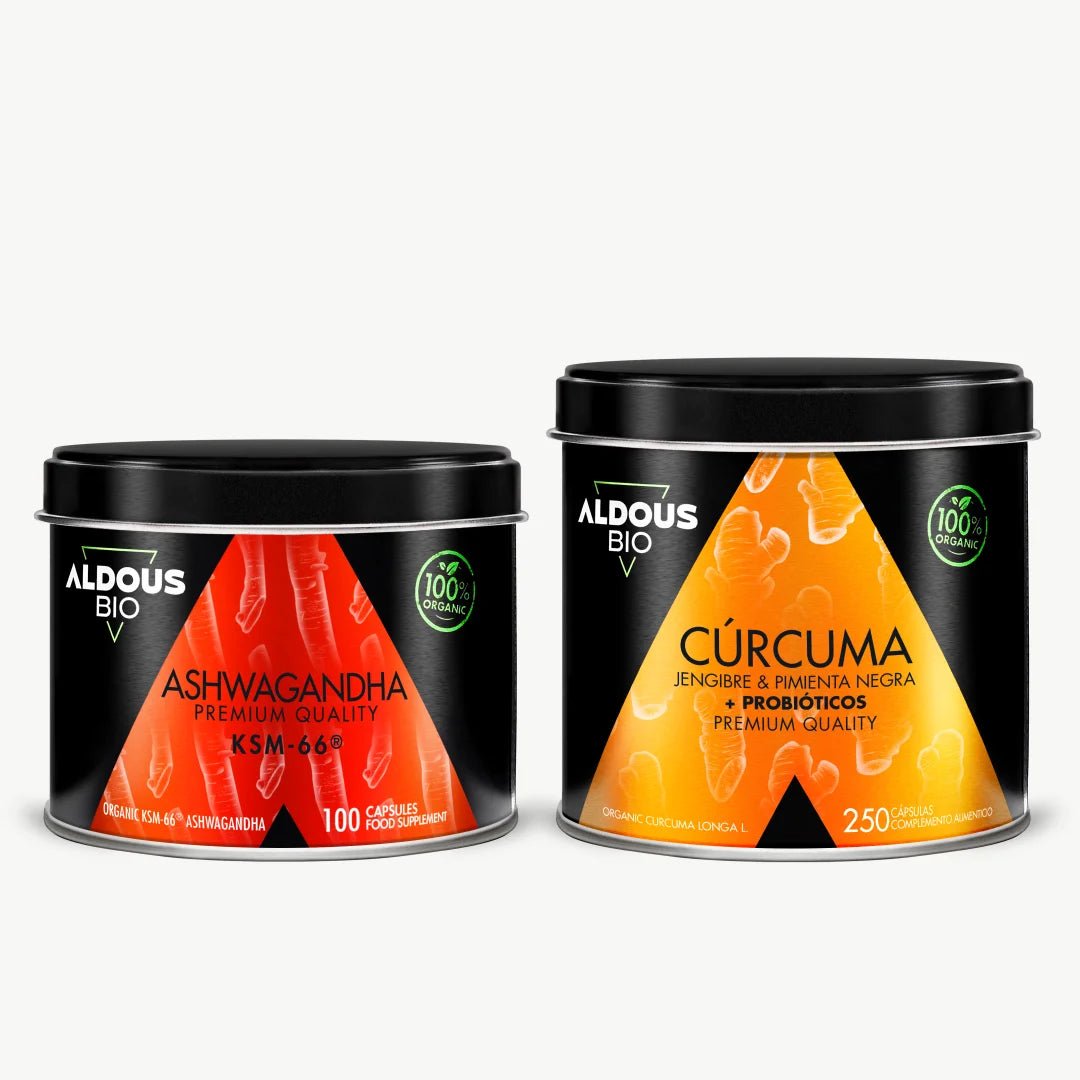Pack Ashwagandha KSM - 66 ® Ecológica + Cúrcuma Ecológica - Aldous - ES