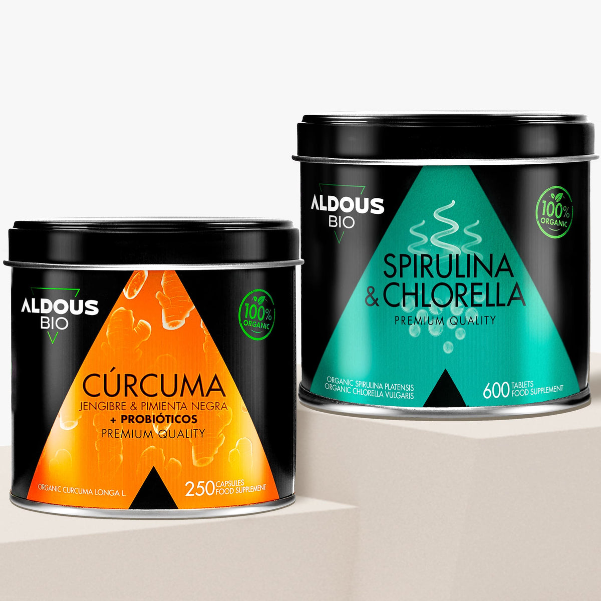 Pack: Mix de Espirulina y Chlorella Ecológica + Cúrcuma Ecológica - Aldous Bio