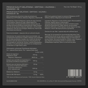 Melatonina con Magnesio, Griffonia, Valeriana y Vitamina B6