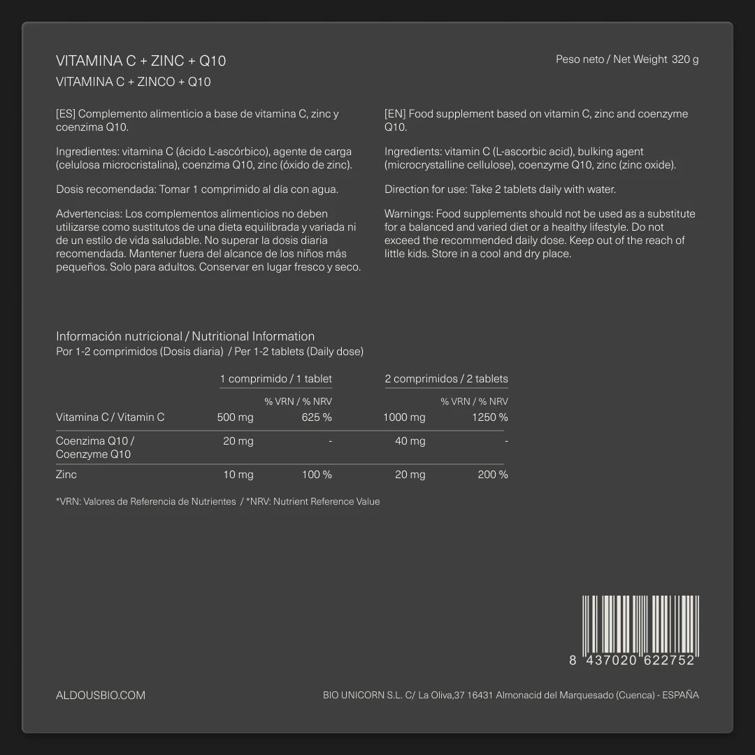 Vitamina C con Zinc y Coenzima Q10