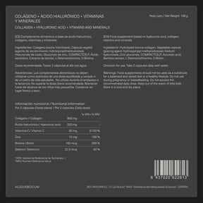 Ácido Hialurónico con Colágeno, Biotina, Vitaminas y Minerales - Aldous - ES