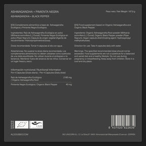 Ashwagandha con Pimienta Negra Ecológica - Aldous - ES