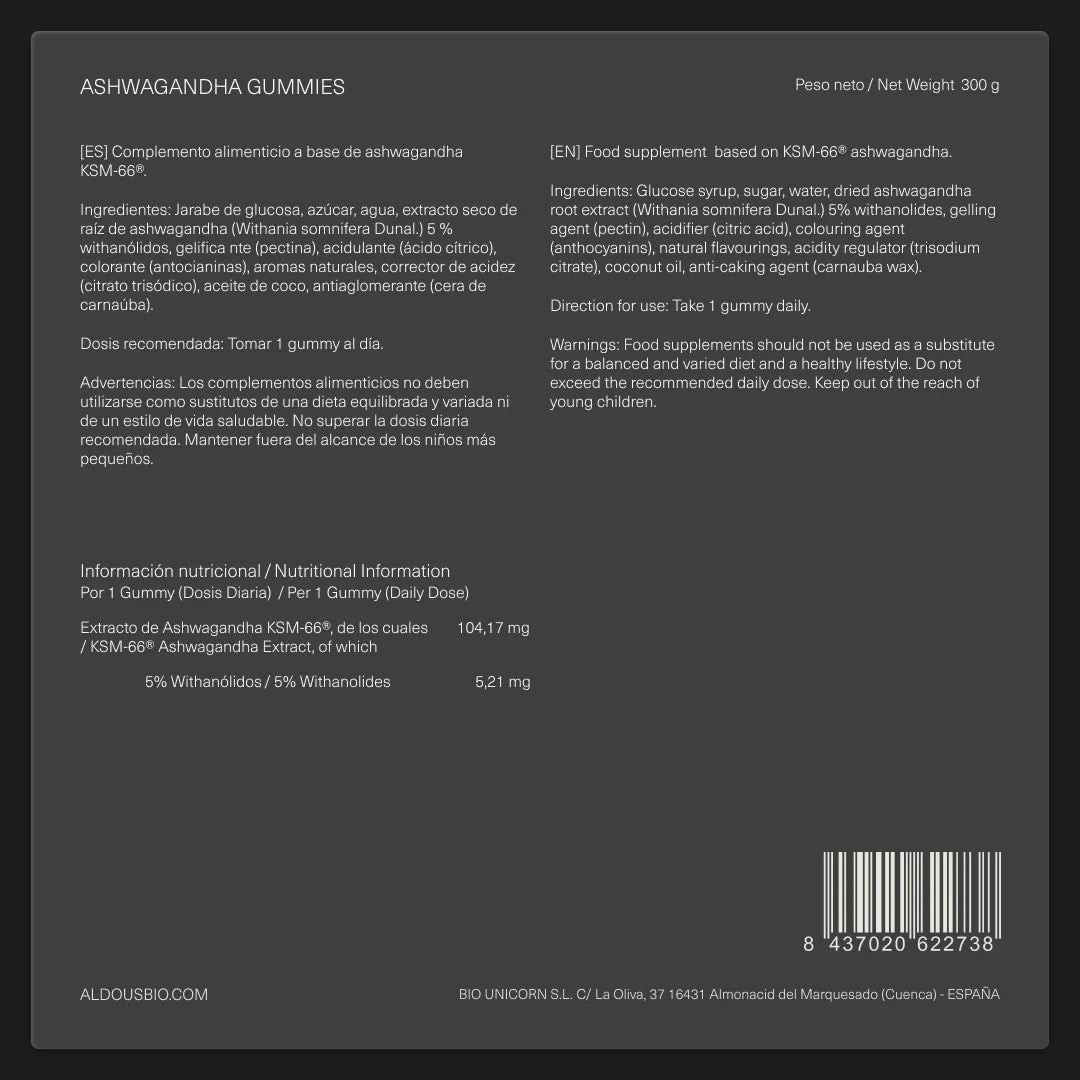 Ashwagandha en gominolas - Aldous - ES