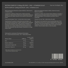 Biotina con Zinc, Selenio, Vitamina D3 y Vitamina E - Aldous - ES