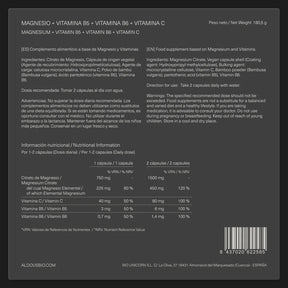 Citrato de magnesio con Vitamina C, B5 y B6 - Aldous - ES