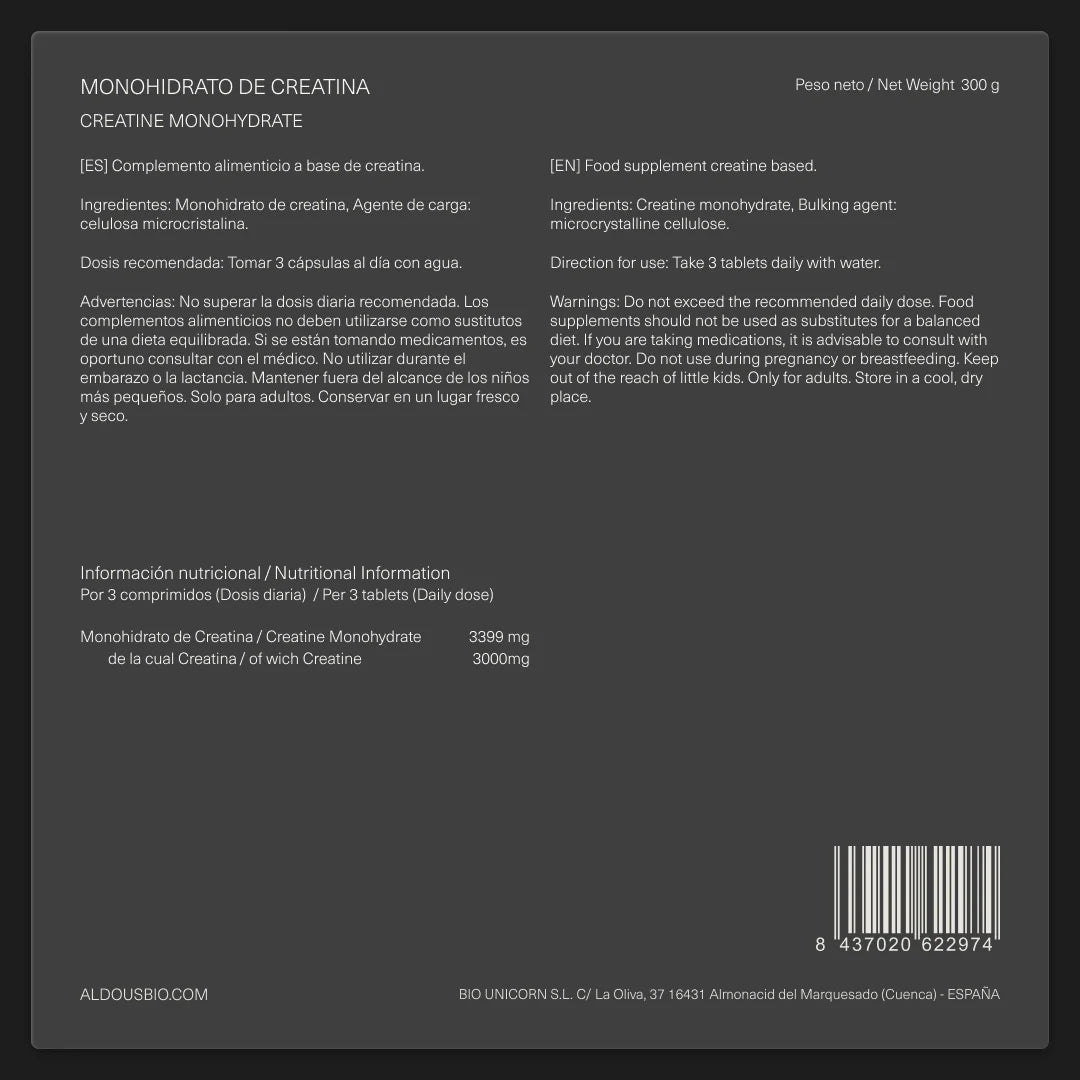 Creatina Monohidratada - Aldous - ES