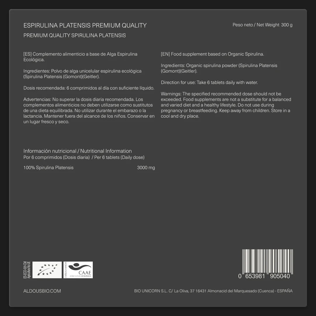 Espirulina Ecológica - Aldous - ES