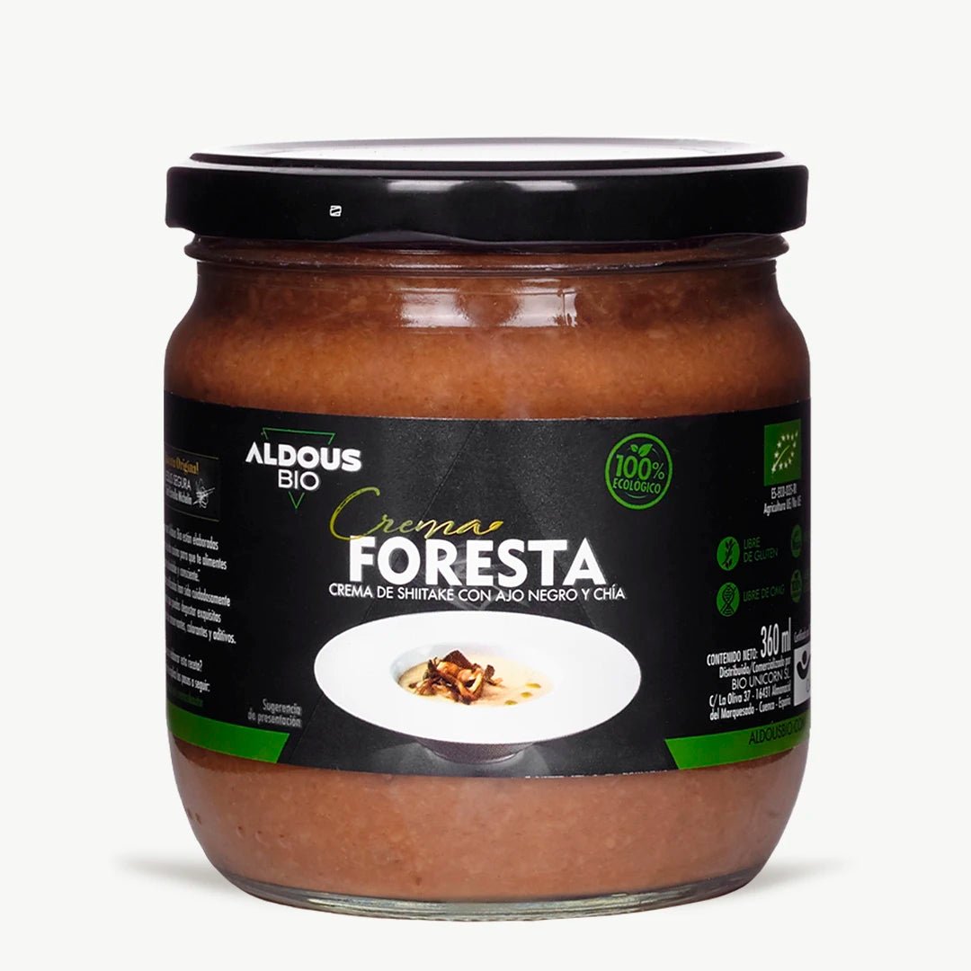 Foresta: Crema Gourmet de Shiitake con Ajo Negro y Chía (360 ml) - Aldous Bio