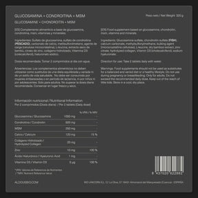 Glucosamina con Condroitina, MSM, Vitaminas y Minerales - Aldous - ES