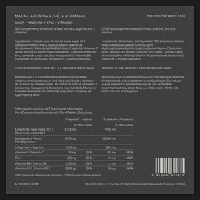 Maca negra con L - Arginina, Zinc y Vitaminas - Aldous - ES