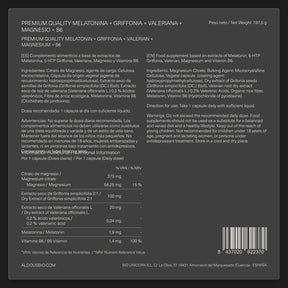 Melatonina con Magnesio, Griffonia, Valeriana y Vitamina B6 - Aldous - ES