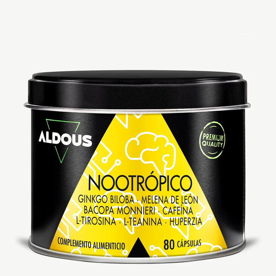 Nootrópico con Ginkgo Biloba, Melena de León, Cafeína, Bacopa, Tirosina, Teanina y Huperzia Serrata - Aldous - ES