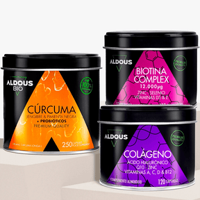 Pack Cúrcuma Ecológica + Colágeno Hidrolizado + Biotina Complex - Aldous Bio