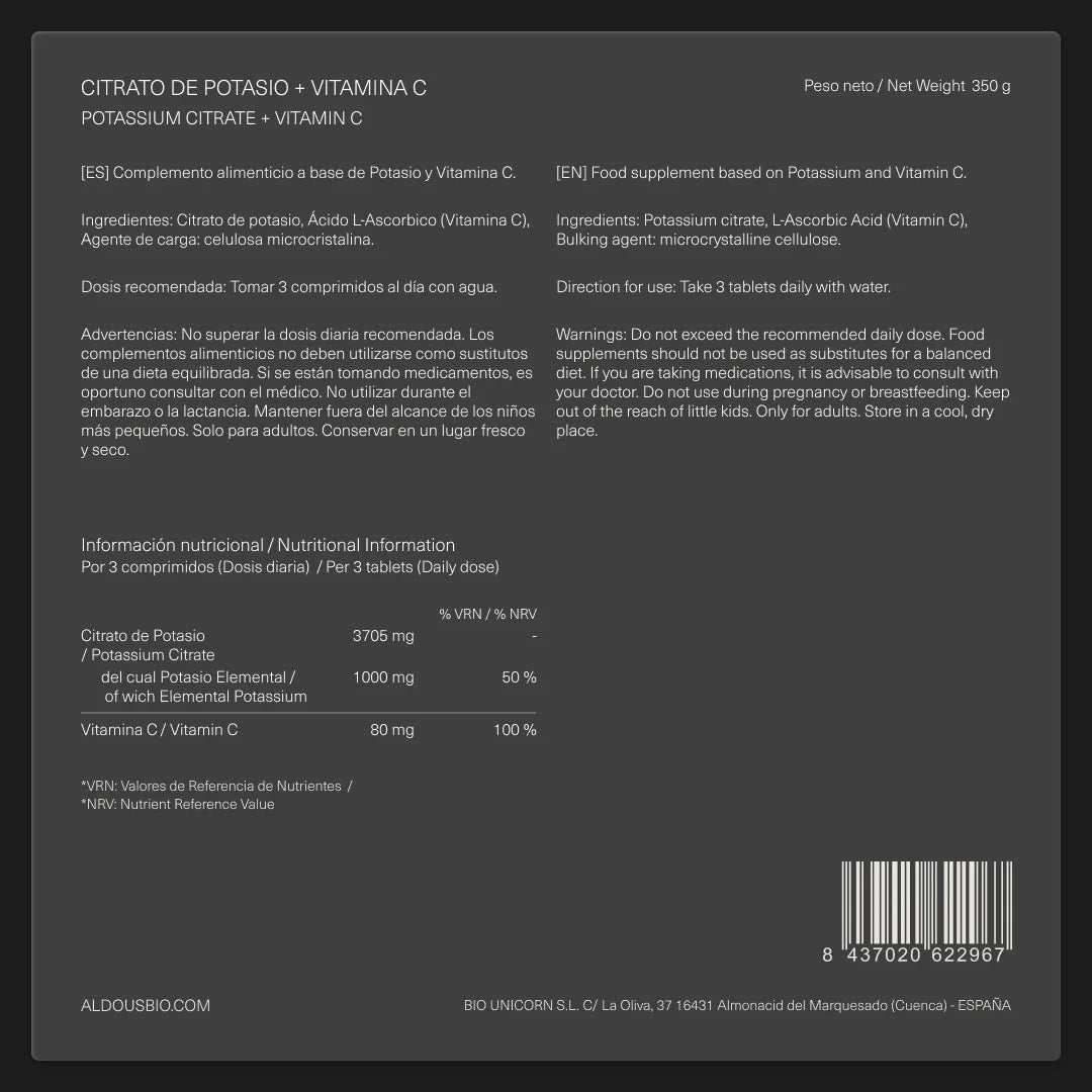 Potasio con Vitamina C - Aldous - ES