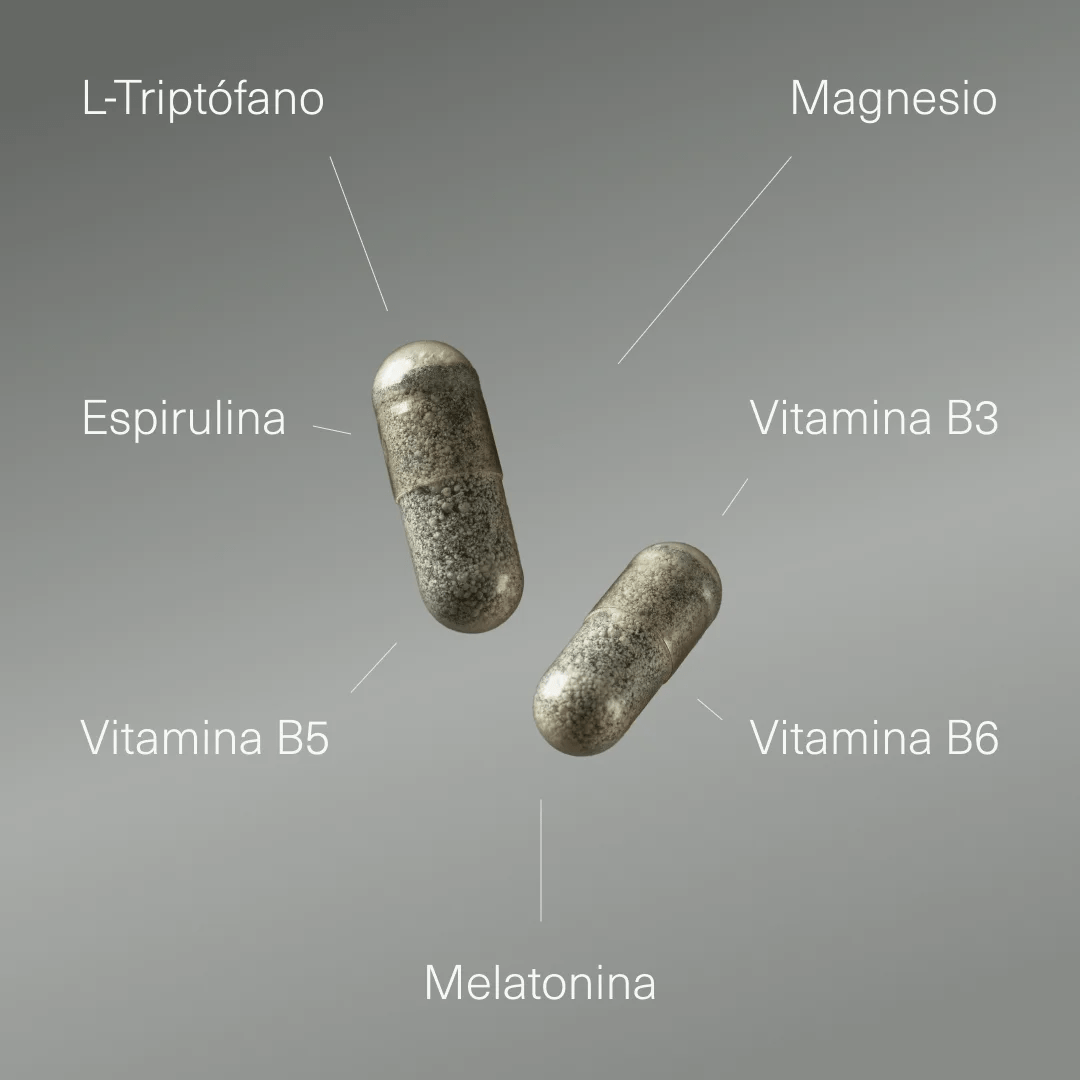 Triptófano con Melatonina, Magnesio, Espirulina y Vitaminas - Aldous - ES