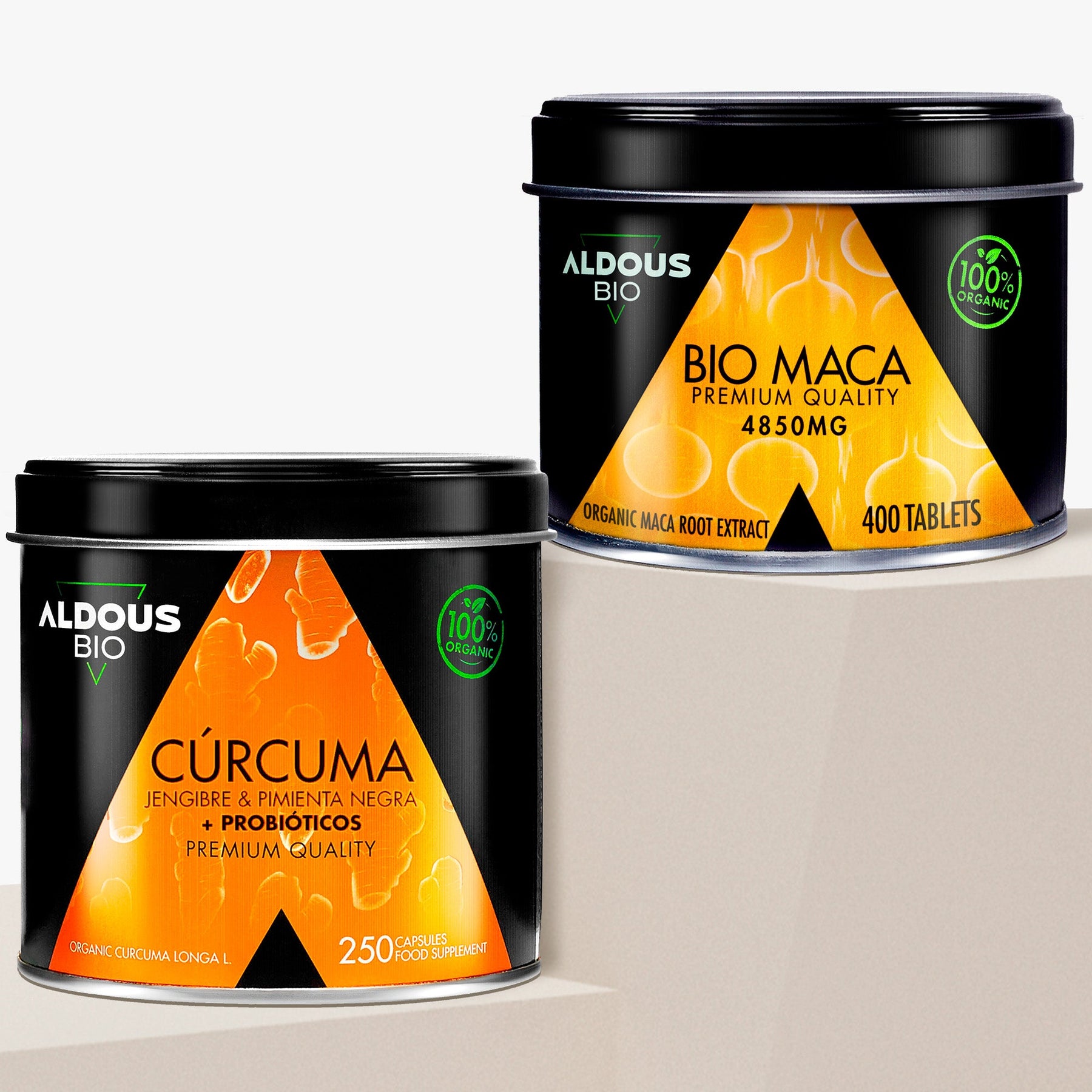 Pack: Cúrcuma Ecológica con Probióticos + Extracto de Maca Ecológico - Aldous Bio